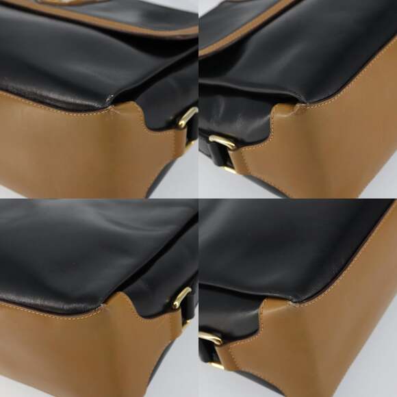 CELINE Shoulder Bag Leather Black Gold - Picture 10 of 13